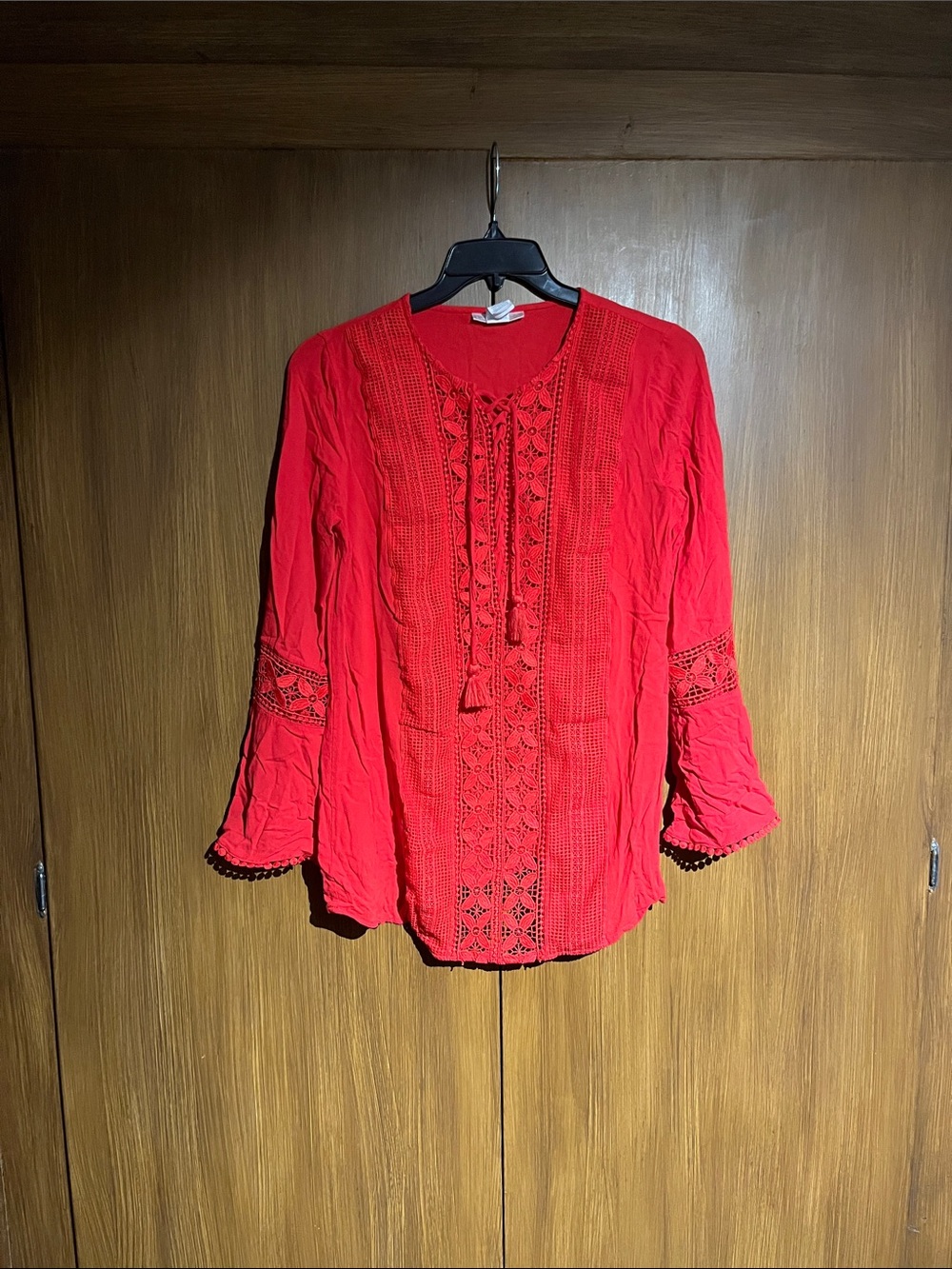 La Blanca Red Crochet-Front Swim Coverup Tunic
